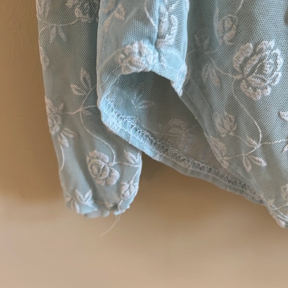 Jeanette Kastenberg Vintage Blouse Sz Medium Sheer Pale Green with Flowers - Picture 5 of 8